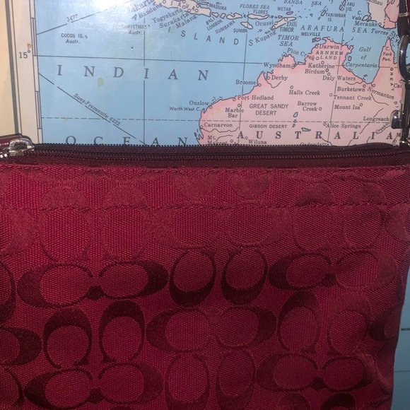 ‘Coach’ Burgundy canvas crossbody purse - Picture 3 of 4